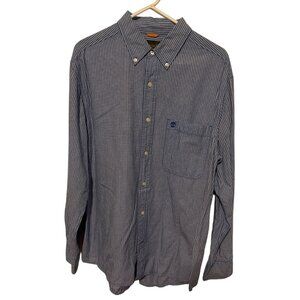 Timberland Blue White Plaid Button Down Shirt Long Sleeves Cotton Size Large